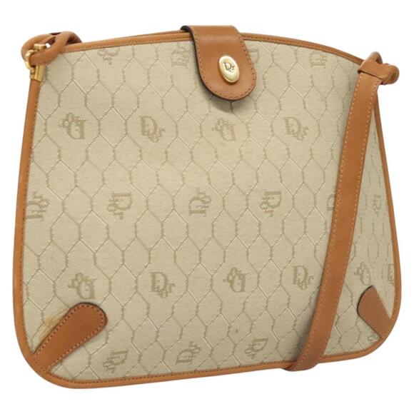 DIOR Honeycomb Canvas Shoulder Bag Beige Gold - Picture 1 of 12